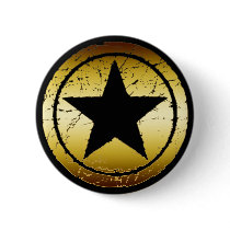 BLACK & GOLD GRUNGE STAR BUTTON