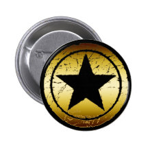 BLACK & GOLD GRUNGE STAR BUTTON