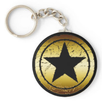 BLACK & GOLD GRUNGE STAR KEY CHAIN