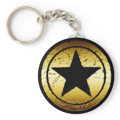 BLACK & GOLD GRUNGE STAR KEY CHAIN by dgpaulart