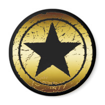 BLACK & GOLD GRUNGE STAR FRIDGE MAGNETS