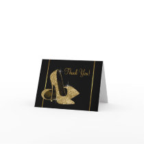 Black Gold High Heel Shoes Thank You Cards