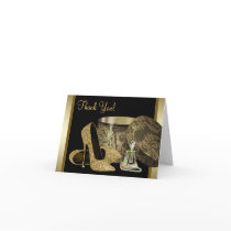 Black Gold High Heel Shoes Thank You Cards
