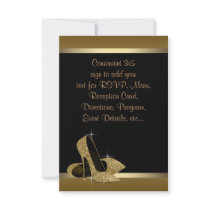 Black Gold High Heels RSVP Custom Invites