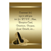 Black Gold High Heels RSVP Personalized Announcements