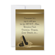 Black Gold High Heels RSVP Personalized Invitation