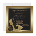 Black Gold High Heels Womans 50th Brithday invitations