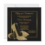 Black Gold High Heels Womans Brithday Party Custom Invitation