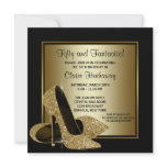 Black Gold High Heels Womans Brithday Party invitations