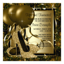 Black Gold High Heels Womans Brithday Party Custom Invites