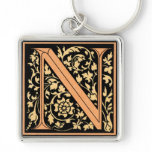 Black & Gold Letter 'N' - Keychain