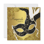 Black Gold Mask Masquerade Ball Party invitations
