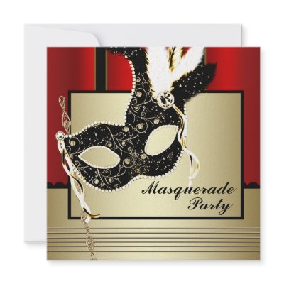 Black Gold Mask Red Black Masquerade Party by Pure_Elegance