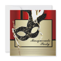 Black Gold Mask Red Black Masquerade Party