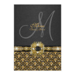 Black gold menu damask wedding template custom invitations