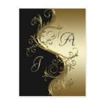 Black Gold Ornate Swirls Save The Date postcards