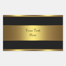 Black Gold Party Favour Address Label Envelope Sea Rectangle Stickers
