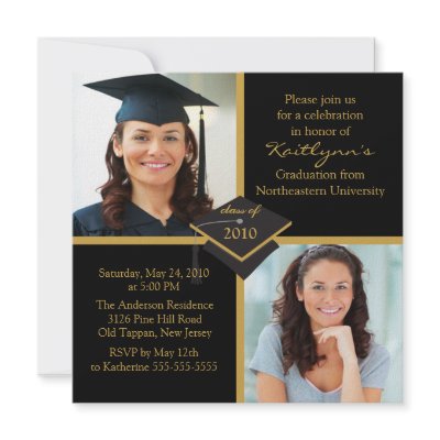 Black & Gold Photo Graduation Invitation by celebrateitinvites