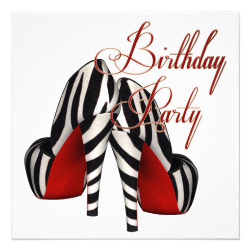 Black Gold Red Zebra High Heels Birthday Party 13 Cm X 13 Cm Square ...