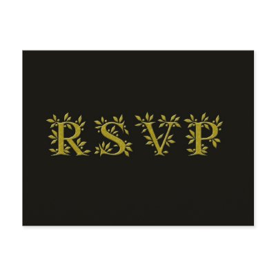 BLACK GOLD RSVP Gold Leaf  postcard by Giftgarden