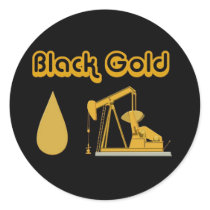 Black Gold Round Sticker