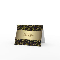 Black Gold Swirl Gold Thank You Cards