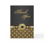 Black gold "thank you" wedding damask cards