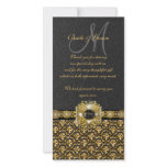 Black gold "thank you" wedding damask photo cards