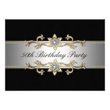Black Gold Womans 50th Birthday Custom Invites