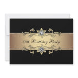 Black Gold Womans 50th Birthday Invitation