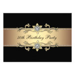 Black Gold Womans 50th Birthday Invitation