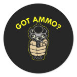 Black Got Ammo Pistol Round Stickers