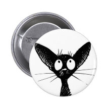 black gothic cat button badge