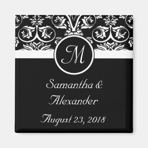 Black Grand Insignia Monogram Favour /Save the Dat Refrigerator Magnets