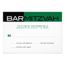 Black Green Block Bar Mitzvah Reply RSVP Invite