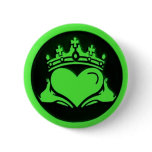 Black & Green Claddagh Round Pin buttons