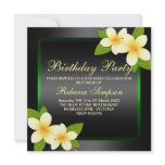Black & Green Frangipani Birthday Invitation