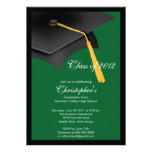 Black Green Grad Cap Graduation Party Invitation