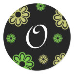 Black Green Tan Floral Letter O stickers