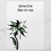 Black Green & White Swirly Flower by Naomi Custom Flyer