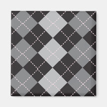 Black Grey Argyle Pattern Refrigerator Magnets