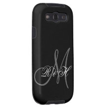 BLACK GREY MONOGRAM INITIALS SAMSUNG GALAXY SIII COVER