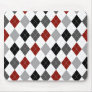 Black, Grey, Red, and White Argyle Preppy Mousepad