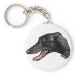 "Black Gryhound" Dog Art Keychain