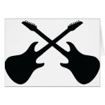 black guitar icon crossed greeting cards