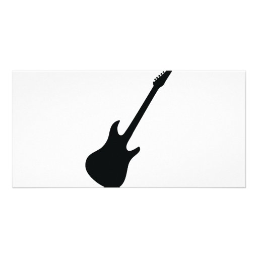 black guitar icon customized photo card