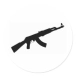 black gun ak 47 icon round stickers