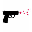 black gun star pistol stars t-shirts