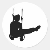 black gymnast icon round sticker