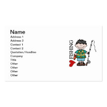 Black Hair Boy I Love Fishing Business Card Template